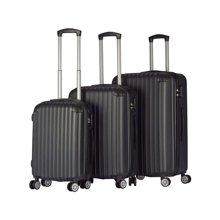 Milano Premium 3pc Abs Luggage Set Black 3 Piece