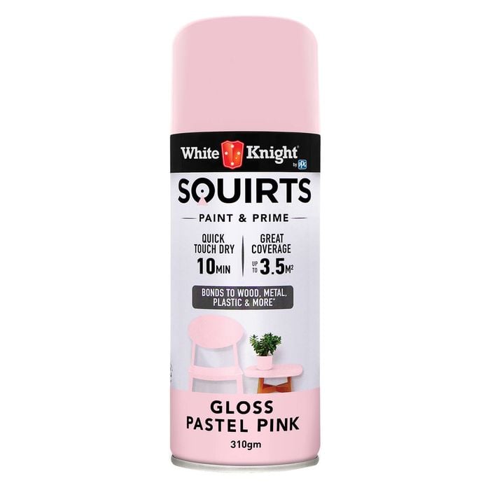 White Knight 310g Pastel Pink Gloss Squirts Spray Paint