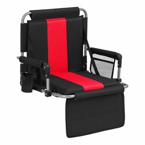 Costway Foldable Stadium Seat 54cm Bleacher Chair Padded Cushions Red
