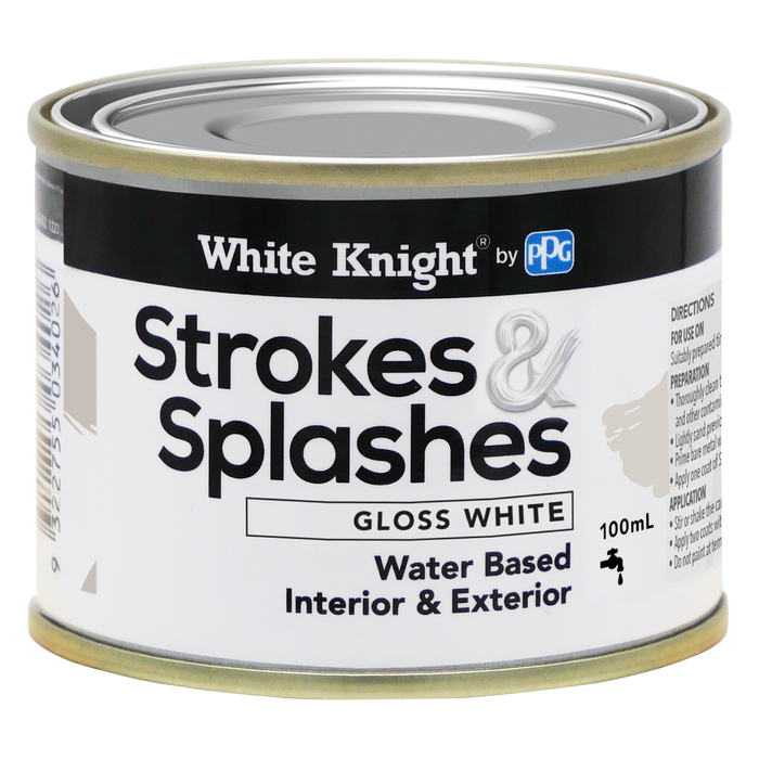 White Knight 100ml White Gloss Strokes And Splashes Paint