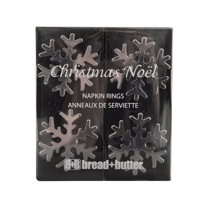 Bread and Butter Napkin Rings - Snow Flake - 4 Pack Silver