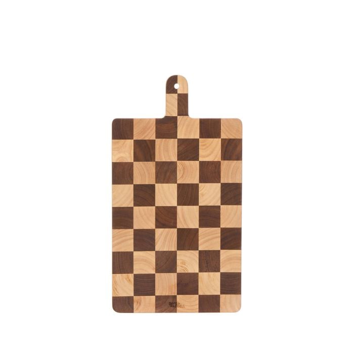 Davis & Waddell Hudson Acacia Wood Checkerboard Serving Board With Handle Natural 44x24x2cm