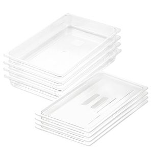 SOGA 1/1 GN Polycarbonate Food Pan 65mm Clear 4 Pack with Lids