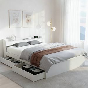 Artiss Bed Frame Double Size with Charging Ports and 2 Drawers AURA
