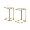 IHOMDEC Tempered Glass with Metal Frame C-Shaped End Side Table Set of 2 Gold