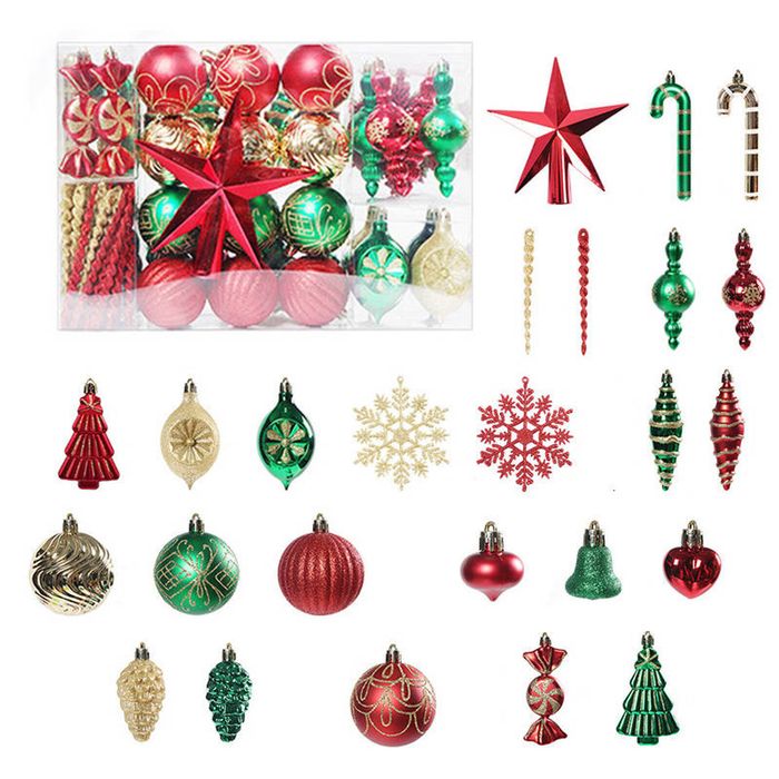 Catzon 88 Pcs Christmas Balls Ornaments with Hang Rope-Red