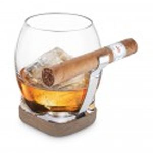 Final Touch Spirit/Whiskey & Cigar Holder Glass w/Non-Slip Silicone Base