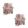 SOGA 2X Pink Textured Knitted Throw Blanket