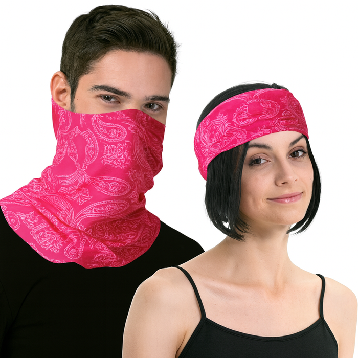 Seamless Tube Bandana Head Scarf Face Cover Mask Pattern Mask Neck Gaiter - Hot Pink - Hot Pink | Scarf | Scarf