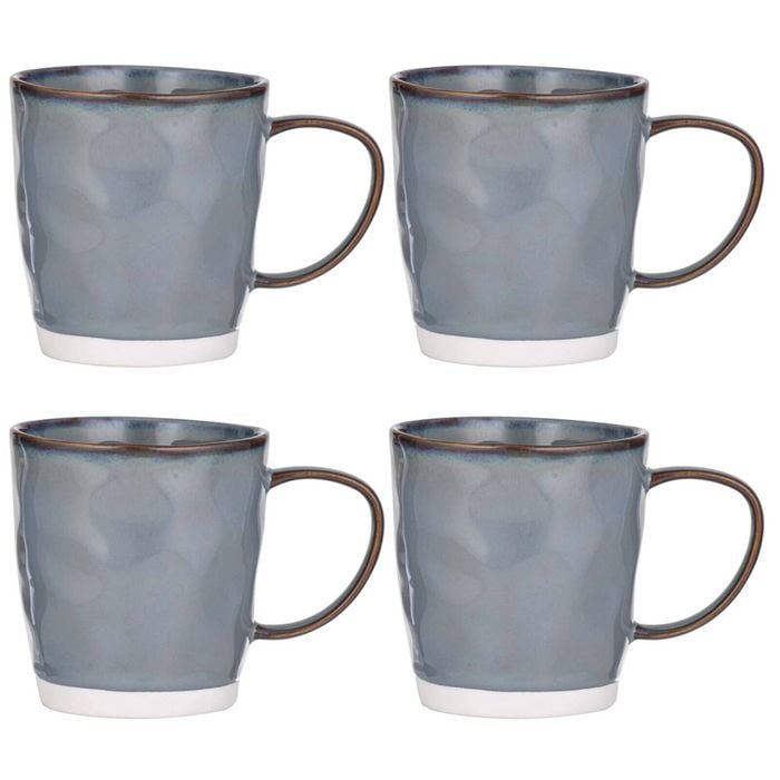4pk Ladelle Halo Porcelain 12.5cm/350ml Mug - Steel