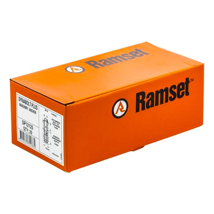 Ramset 12 x 125mm DynaBolt Plus Hex Nut Bolt - 20 Pack