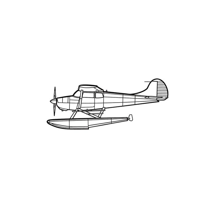 Ignite Laser Cessna 170B - Floatplane Version Silhouette Metal Wall Art Rustic Metal 47 inch - 120 cm