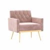 Costway Accent Armchair Velvet Sofa Lounge Chair W/button Tufted Back - Pink
