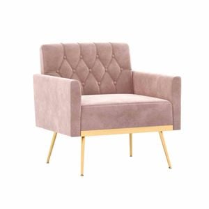 Costway Accent Armchair Velvet Sofa Lounge Chair W/button Tufted Back - Pink