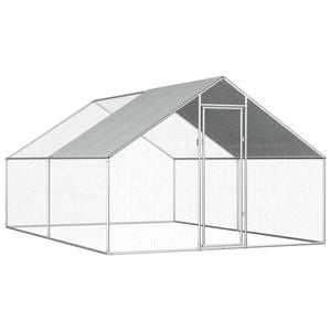 vidaXL Outdoor Chicken Cage 2.75x4x1.92m Galvanised Steel Poultry Cage Run House
