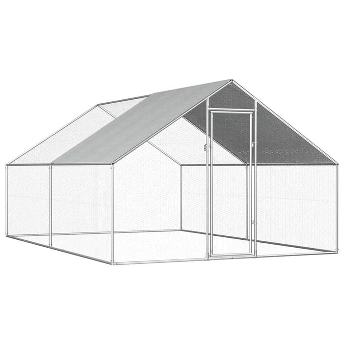 vidaXL Outdoor Chicken Cage 2.75x4x1.92m Galvanised Steel Poultry Cage Run House