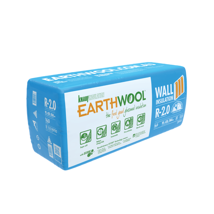 Earthwool R2.0 90 x 430 x 1160mm 16.0m² Insulation Wall Batt - 32 Pack - 90 x 430 x 1160