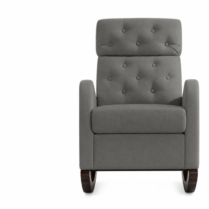 Sisco Velvet Rocker Chair - Grey