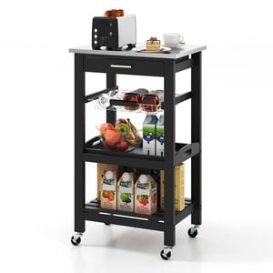 Costway 5-tier Kitchen Storage Cart Serving Trolley Food Shelf Black