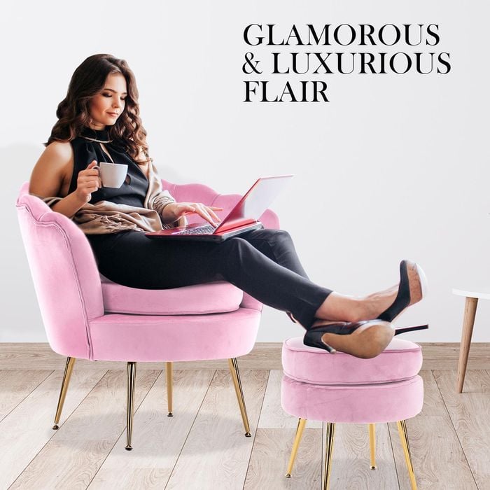 Pink Velvet Clam Chair La Bella Shell Scallop Pink Armchair Accent