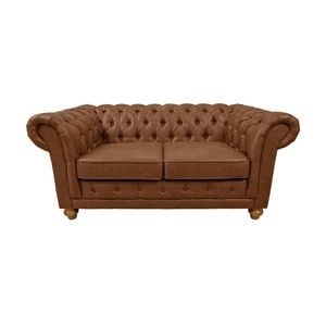 Winston 2 Seater Chesterfield Fabric Sofa Tan