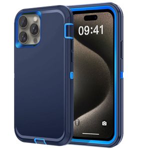 Rugged Case Shockproof Heavy Duty Cover - For Apple iPhone 15 Pro (Blue)