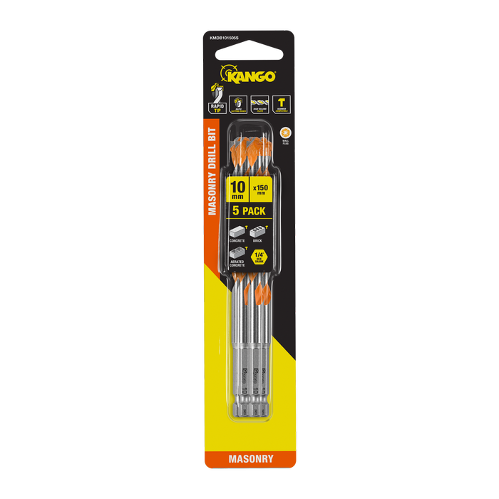 Kango 10 x 150mm 1/4" Masonry Drill Bit - 5 Pack