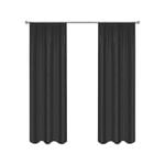 Smart Home Products 190cm-wide Black Multi Pencil Pleat Blockout Curtain - 2 Pack - 150-230 x 205cm