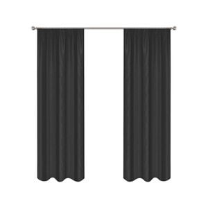 Smart Home Products 190cm-wide Black Multi Pencil Pleat Blockout Curtain - 2 Pack - 150-230 x 205cm