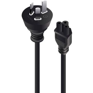 Alogic Power Cord – 2m, IEC C5, 230V AC, 10A, Black, Australia Plug for Power Supplies