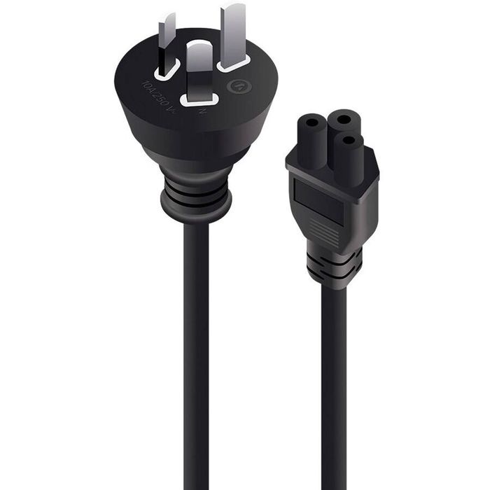 Alogic Power Cord – 2m, IEC C5, 230V AC, 10A, Black, Australia Plug for Power Supplies