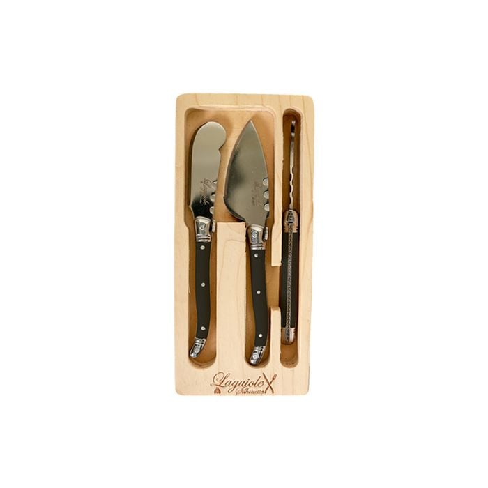 3pc Laguiole Silhouette Mini Cheese Knife Set - Black