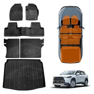 3D Floor Mats Boot Liner Set for Toyota Corolla Cross 2022-Onwards All Weather Heavy Duty Cargo Kick Back Seat Protector Cover