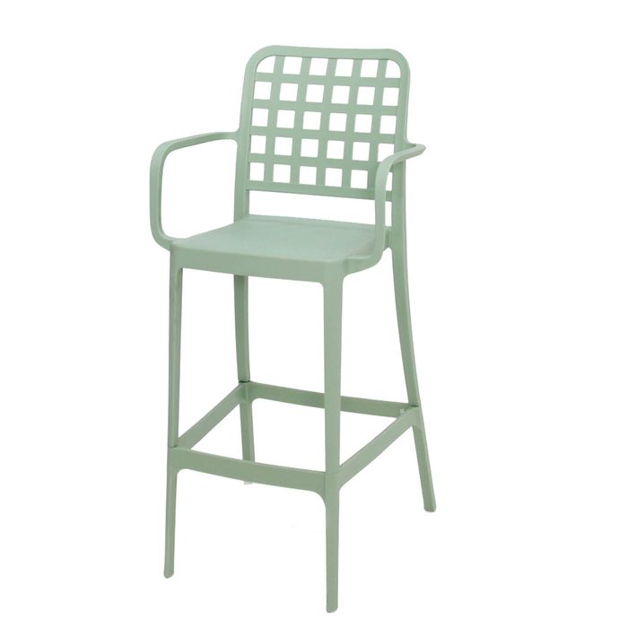 Frankie Resin Barstool with Arms - Green