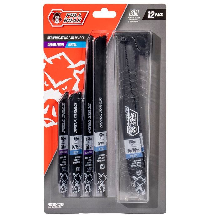Full Boar 12 Piece Reciprocating Saw Blade Set - FRSBK-12MD
