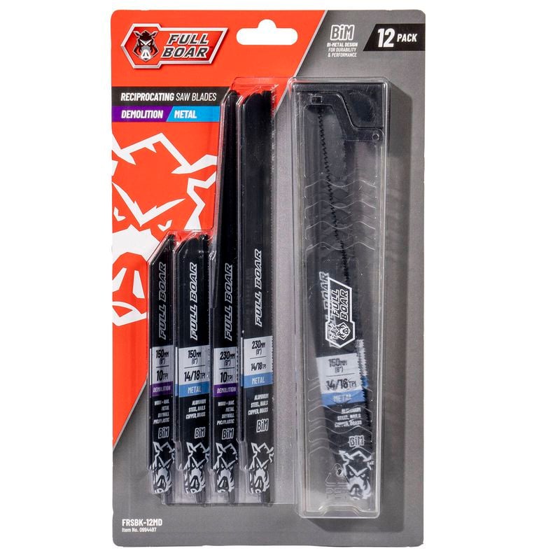 Full Boar 12 Piece Reciprocating Saw Blade Set - FRSBK-12MD