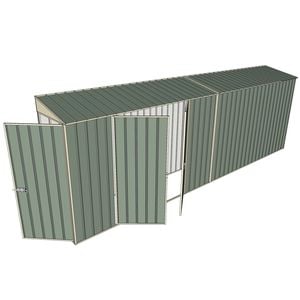 Build-a-Shed 0.8 x 6 x 2m Single Hinged Door Skillion Shed with Double Hinged Side Doors - Green