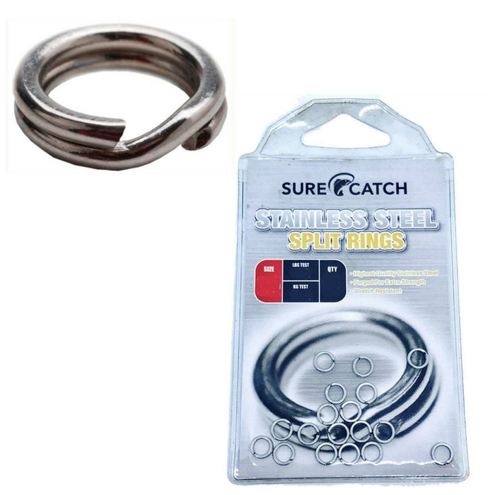 Surecatch Stainless Split Rings 6H 66lb/30kg 14 Per Packet For Fishing Lures