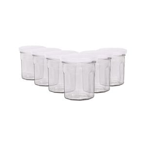 Argon Tableware Glass Jam Jars with White Lids - 150ml - Pack of 6