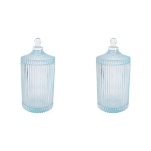 2PK LVD Glass Trinket Box Storage Decor Round Tall 22cm - Theo Sky