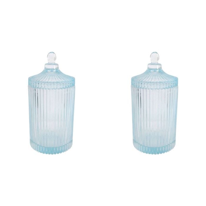 2PK LVD Glass Trinket Box Storage Decor Round Tall 22cm - Theo Sky