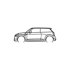Ignite Laser Mini 2019 Cooper Works Silhouette Metal Wall Art Coated Black 47inch/120cm