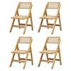 Oikiture 4x Dining Chairs Folding Rattan Chair Wooden Natural
