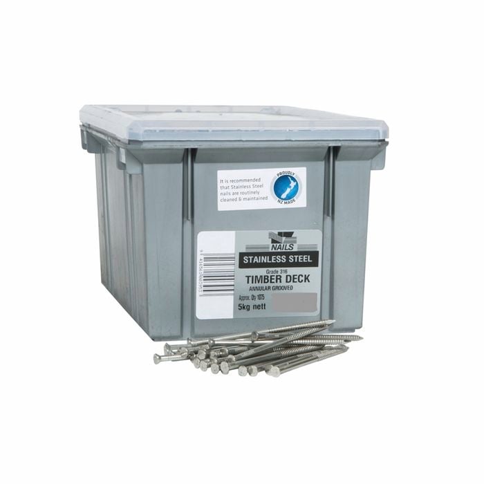 NZ Nails 75 x 3.15mm 5kg Timber Decking Stainless Steel Nail