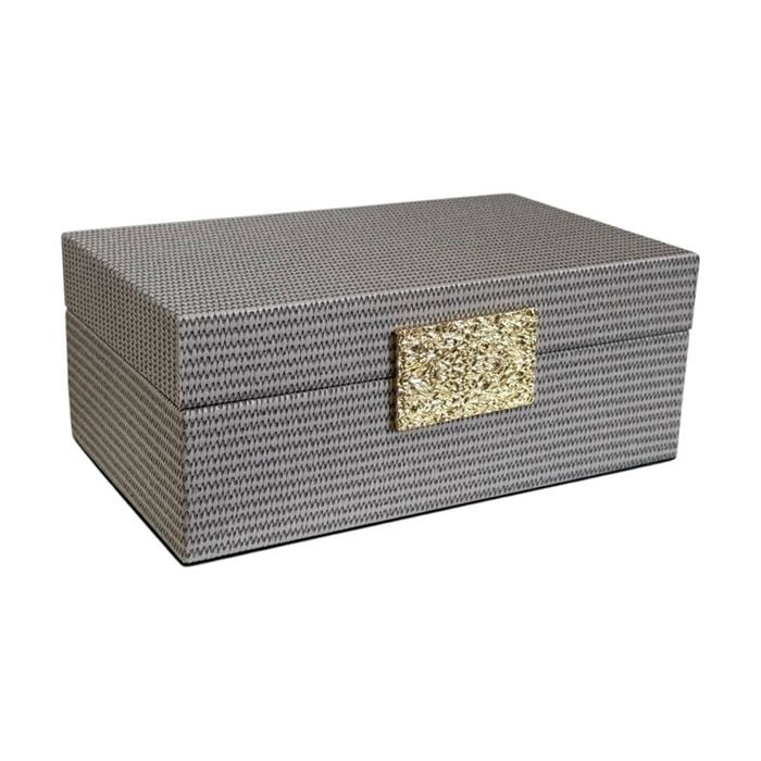 SS Collective Mocha Decorative Box With Textured Gold Latch 25x15x10cm