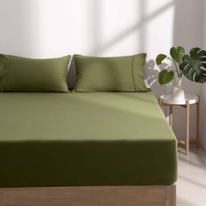 Dreamaker Superfine Washed Microfibre Combo Fitted Sheet Set Olive Single Bed