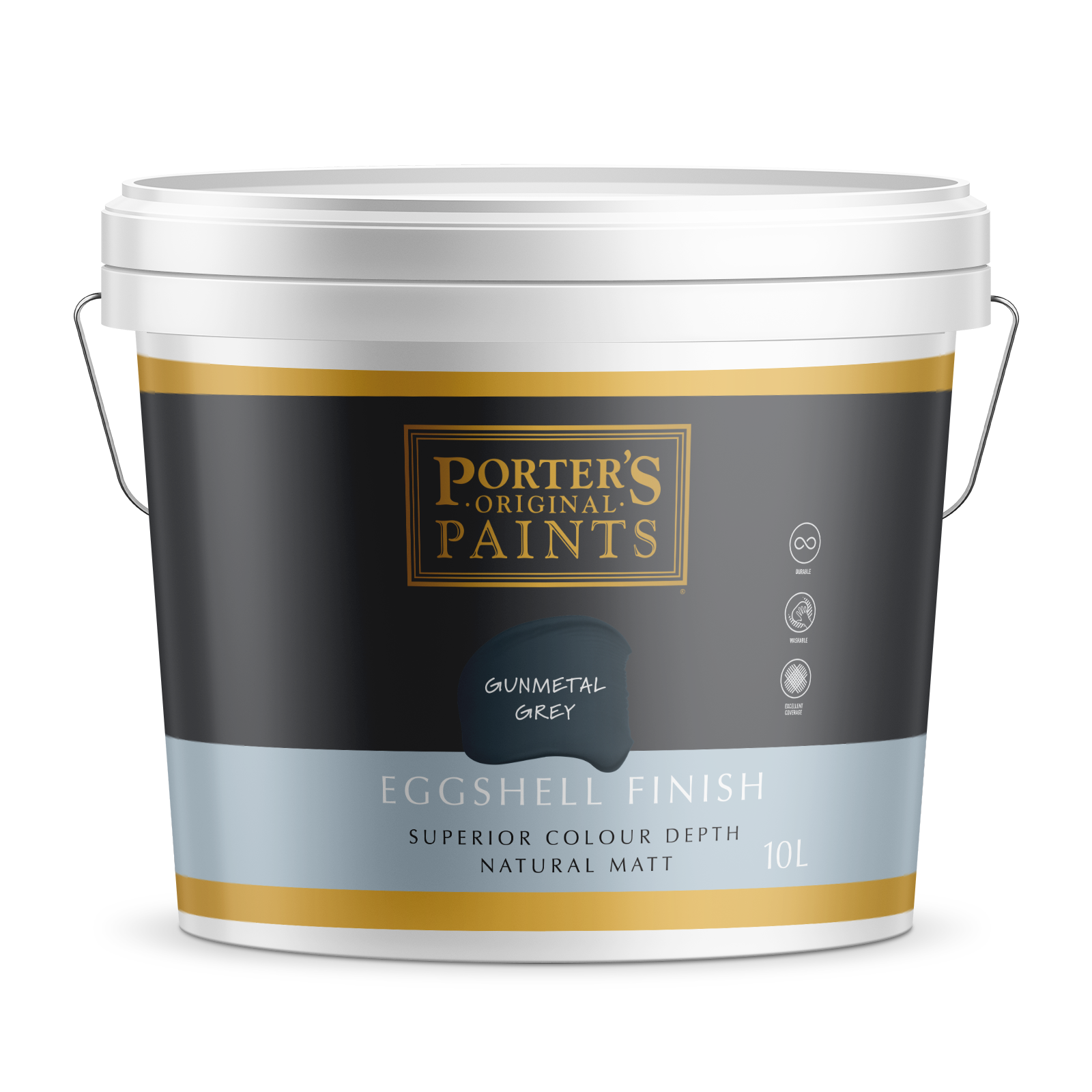 Porter's Paints 10L Gunmetal Grey Eggshell Finish product image