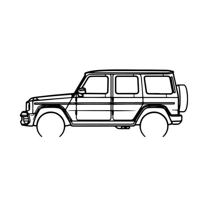 Ignite Laser Mercedes Benz G63 AMG Silhouette Metal Wall Art Coated Black 15.7inch/40cm