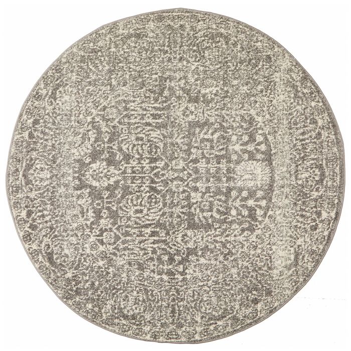The Rug Connection Sense 256 Silver 150x150cm - Small Round Transitional Pet Friendly Indoor Rug