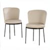 BRIBRION x2 Velvet Dining Chairs with Black Metal Legs Upholstered Wide Back for Kitchen Restaurant Beige